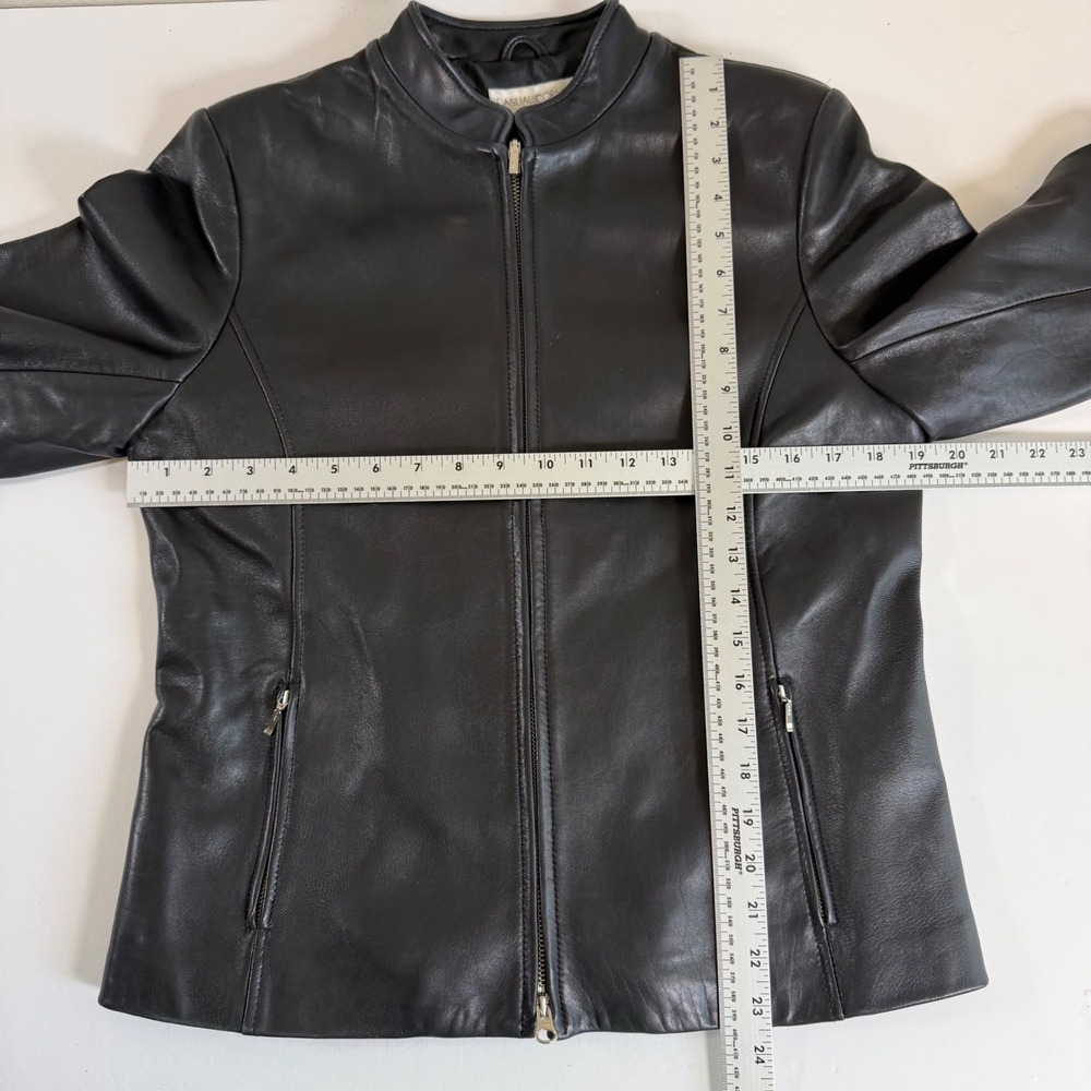 Genuine Leather Jacket Black M Moto Minimalist Biker Classic - Picture 3 of 10